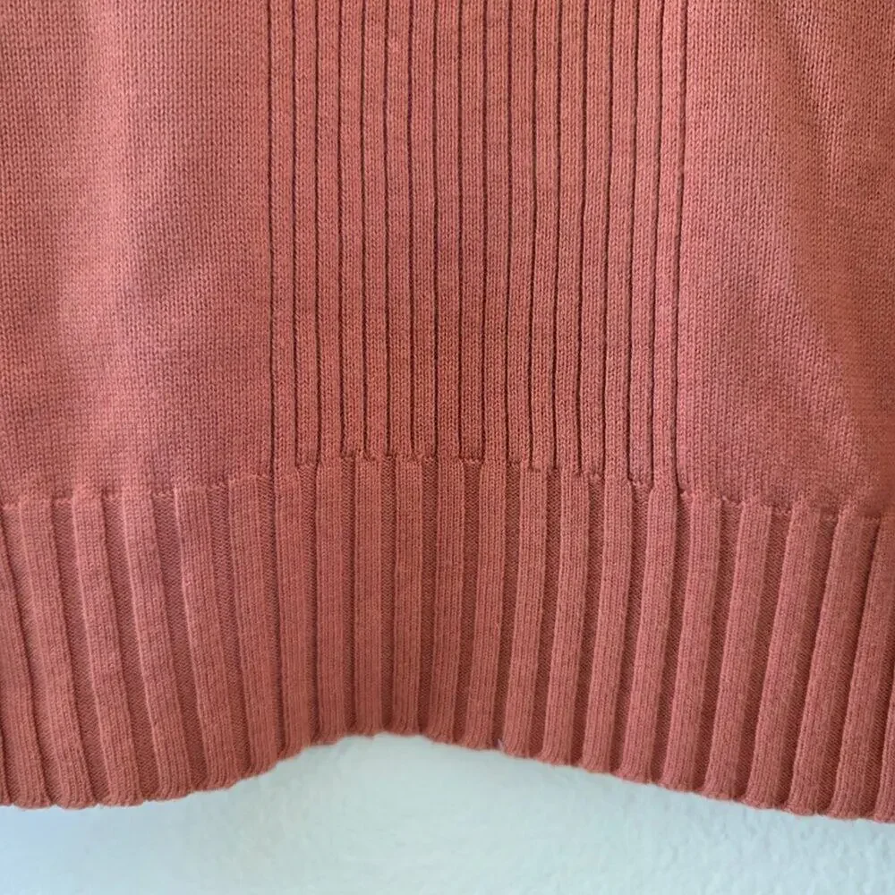 Dressbarn Rust Mock Neck Sweater Womens Size M Ribbed Pullover Burnt Orange